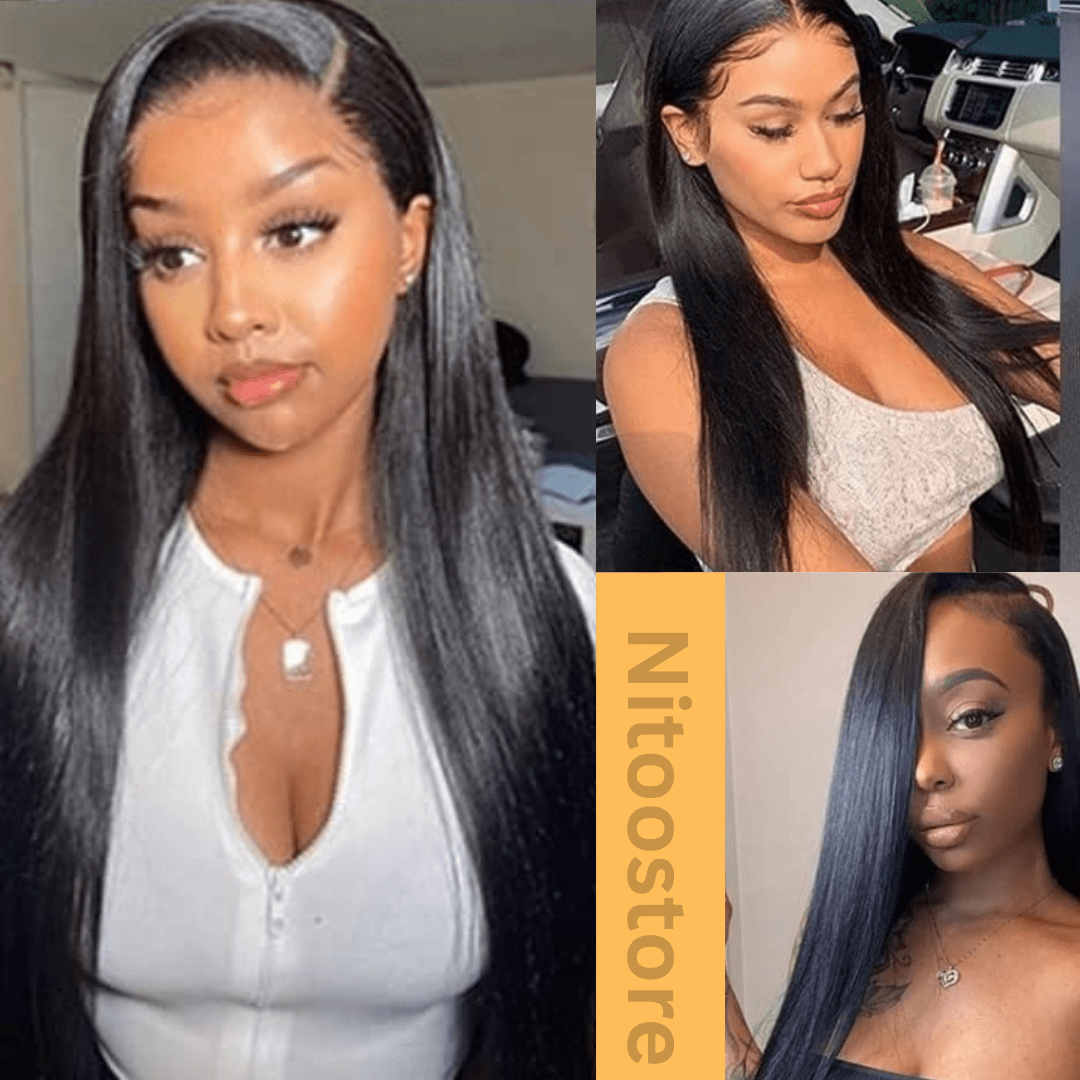 100% Human Hair, Straight Sleek Style with Baby Hairs - Nitoo Store