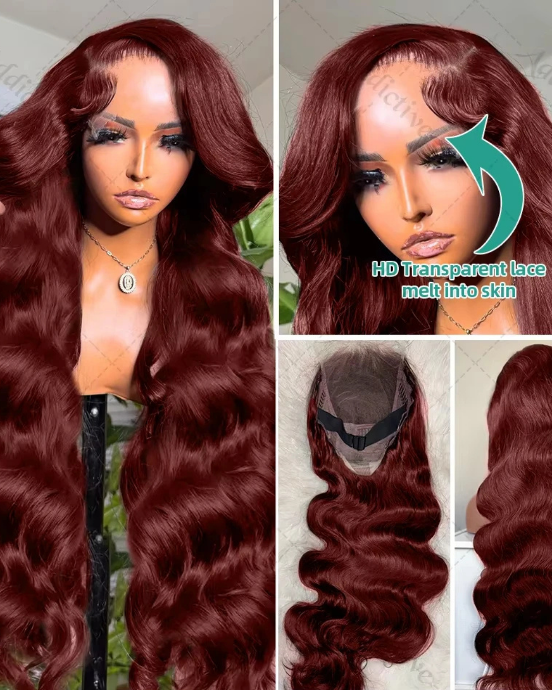 30 Inch Reddish Brown Body Wave Lace Frontal Nitoo Store