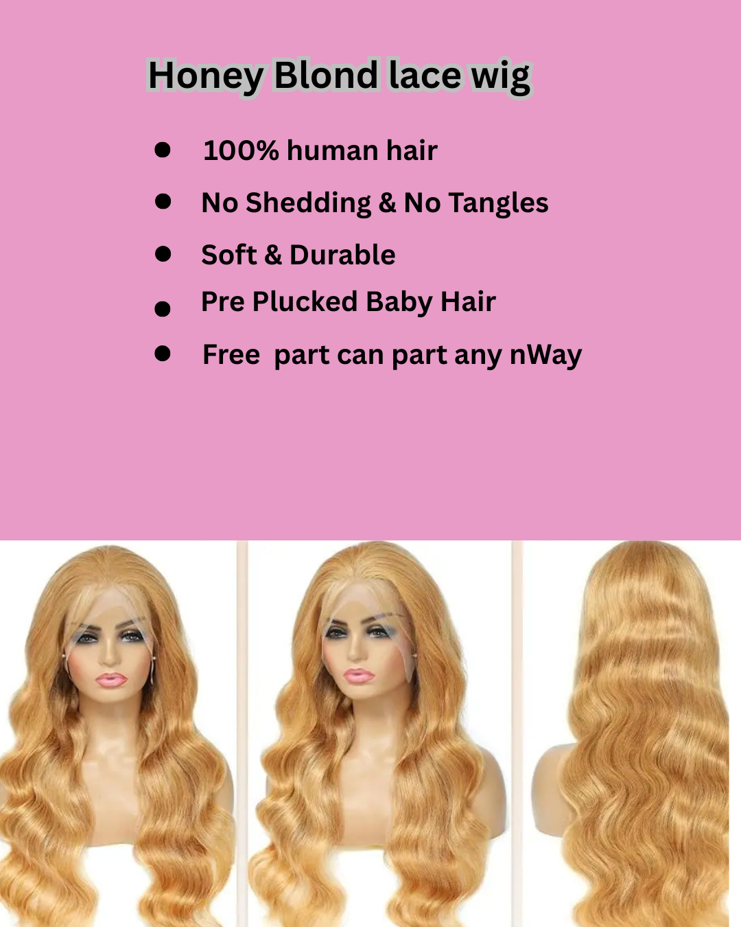 Body Wave #27 Honey Blonde 13x6 HD Transparent Lace Frontal Human Hair Wig Colored- NitoostoreNitoostore