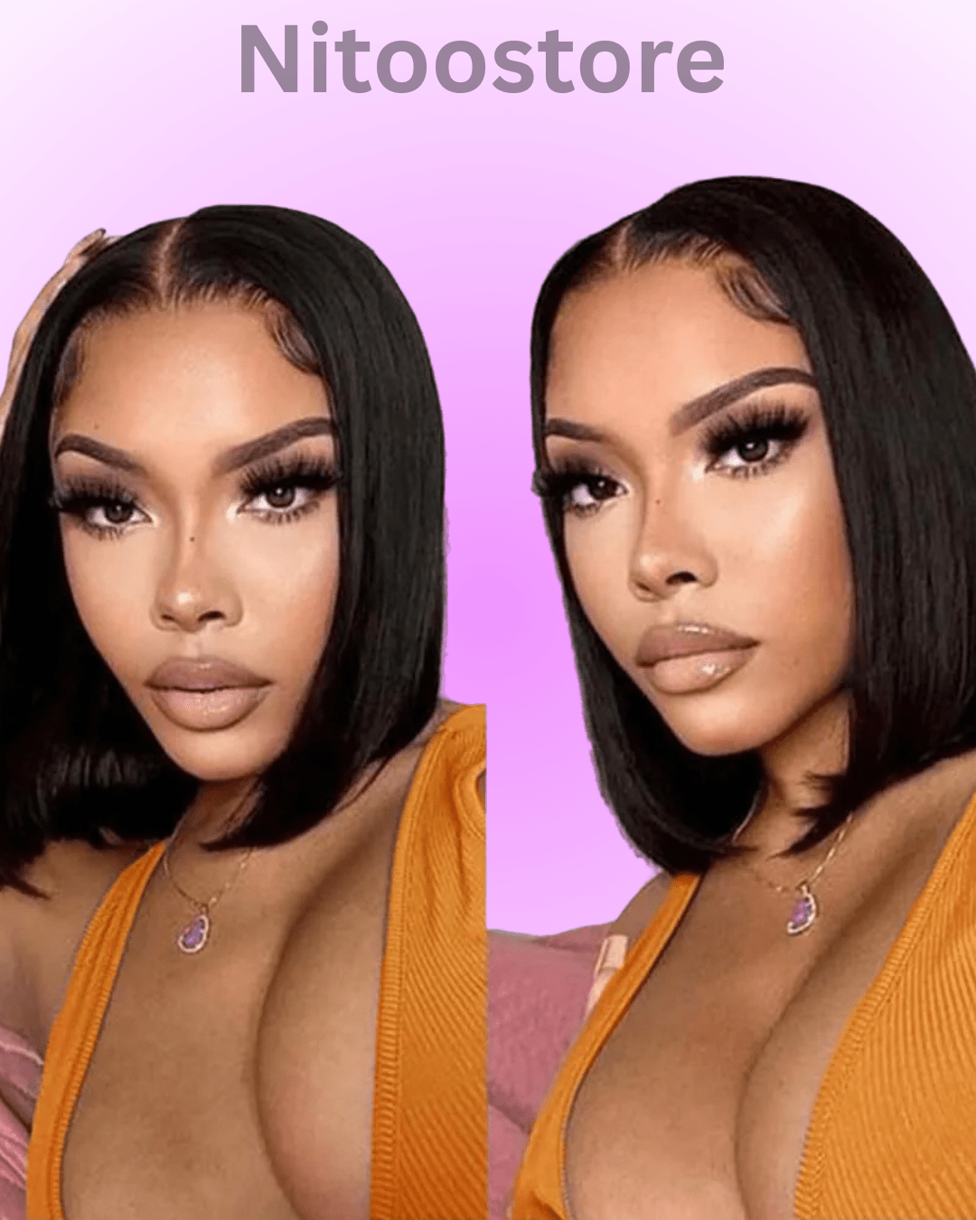 250% Density Straight Wear & Go Bob Wig, 100% Human Hair - Nitoo Store