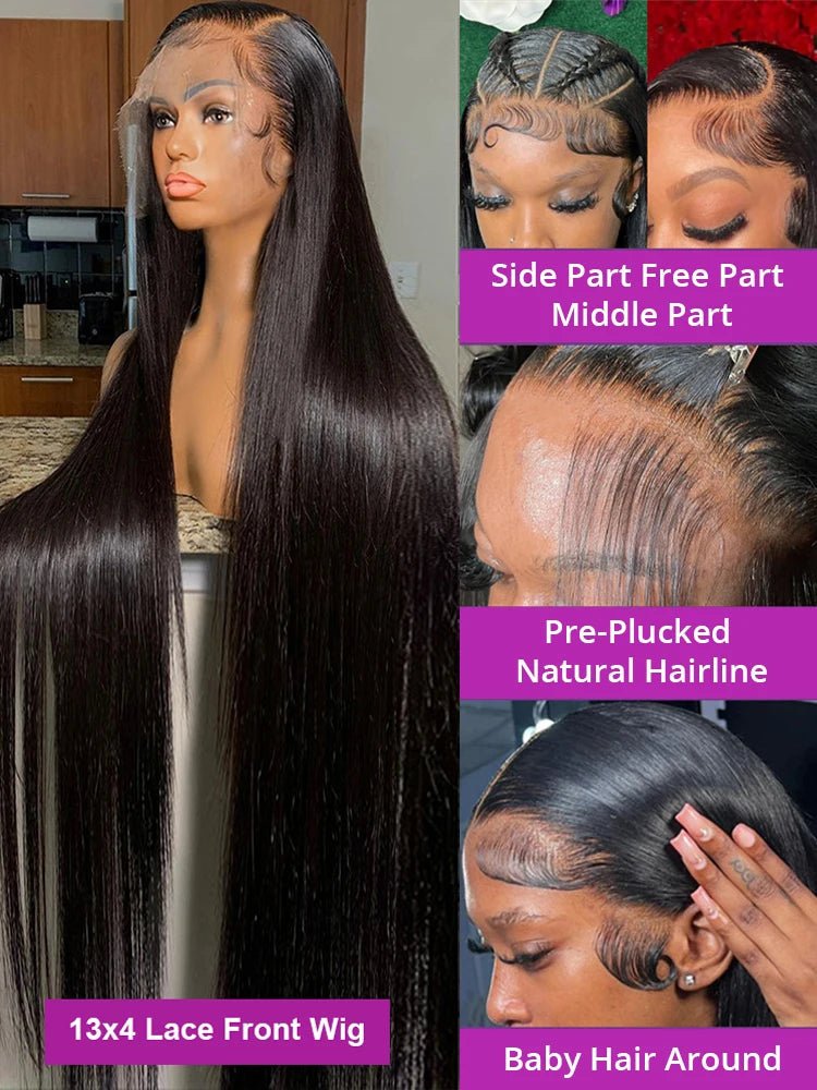 40–50 Inch Bone Straight Lace Front Wig - Nitoo Store