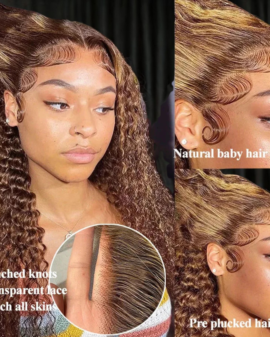 Wig Human Hair Ombre HD Lace Wig 13x6 Human Hair Deep Wave Frontal 13x4 Water Wave CurlyHighlight Wig Human Hair Ombre HD Lace Wig 13x6 Human Hair Deep Wave - NitoostoreNitoostore