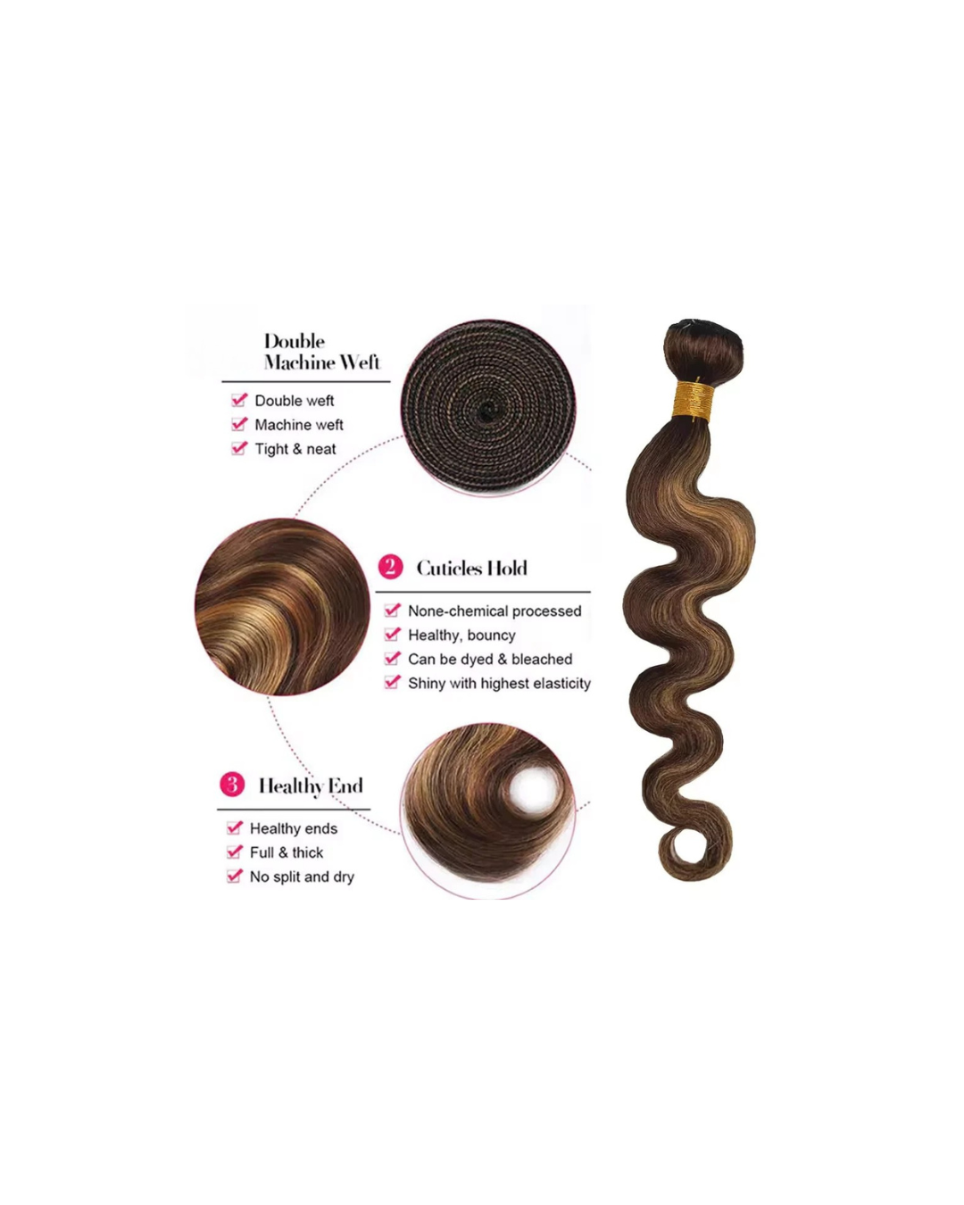 30–32 Inch Highlight Body Wave Hair Bundles Nitoo Store
