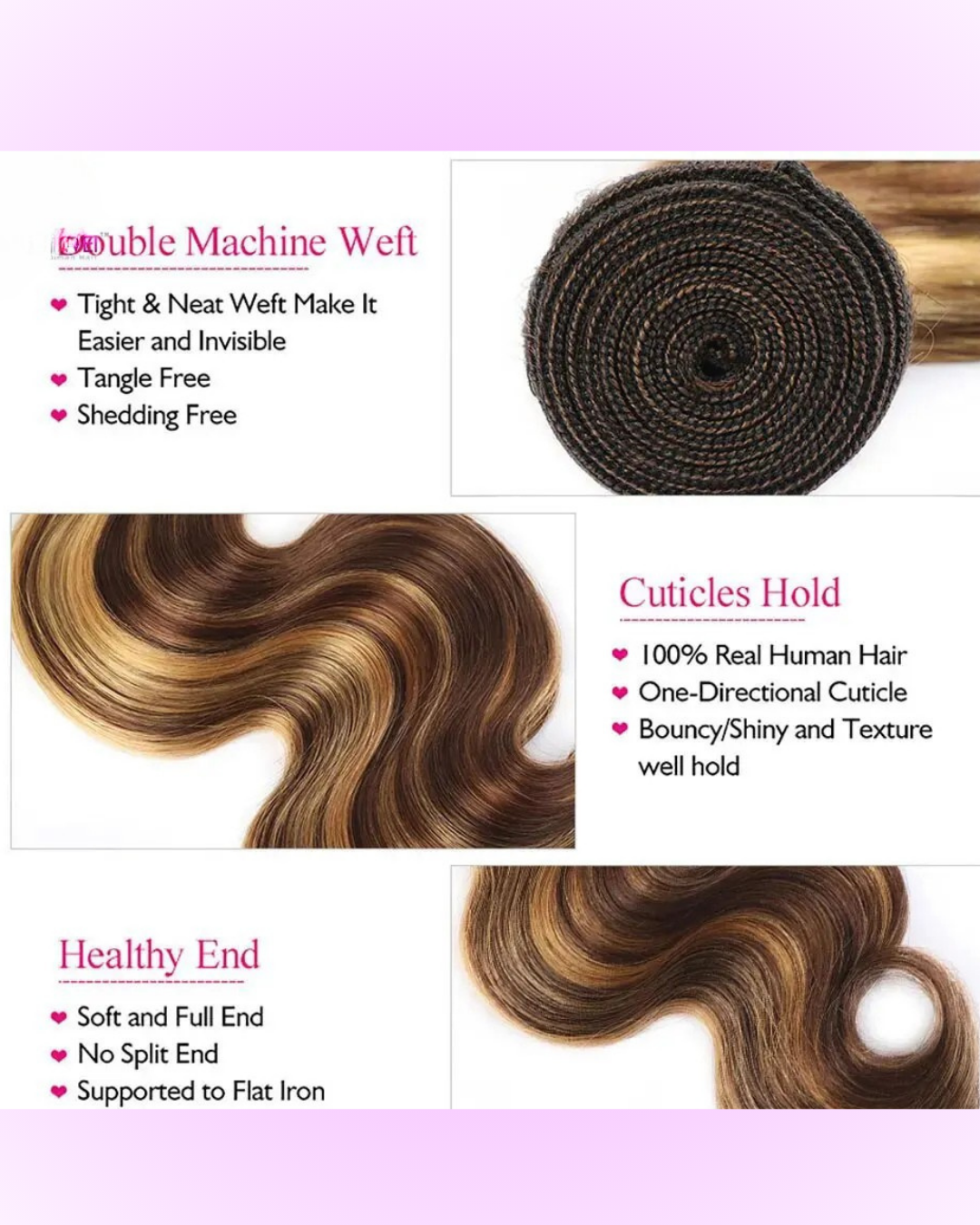 30–32 Inch Highlight Body Wave Hair Bundles Nitoo Store