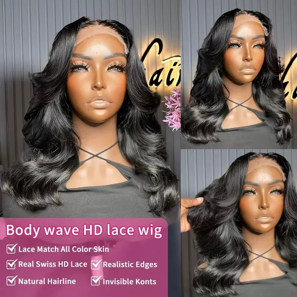 VoluLuxe™ 250% Density Body Wave Bob Wig – 13x4 HD Lace, Glueless Human Hair Perfection Nitoostore