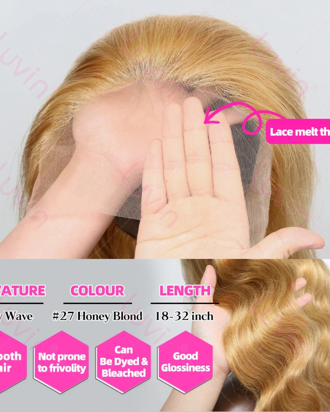 Body Wave #27 Honey Blonde 13x6 HD Transparent Lace Frontal Human Hair Wig Colored- NitoostoreNitoostore