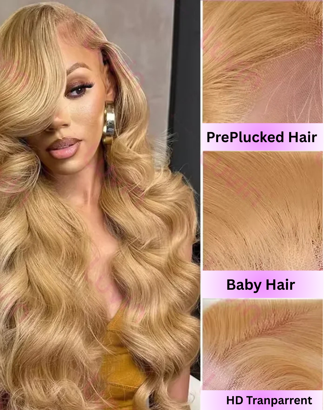 Blonde Body Wave HD Lace Front Wig Transparent Lace Front Human Hair Nitoostore