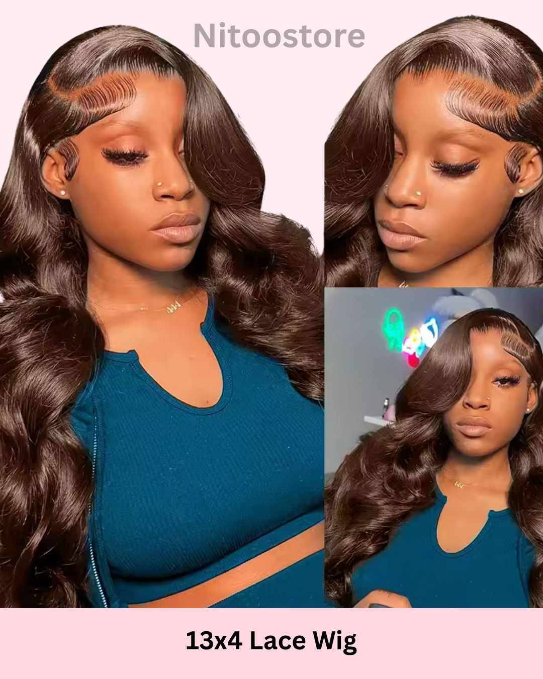 30 36 Inch 250 Density Chocolate Brown Body Wave 13x6 HD Lace Front Human Hair Wigs Colored 13x4 Nitoostore