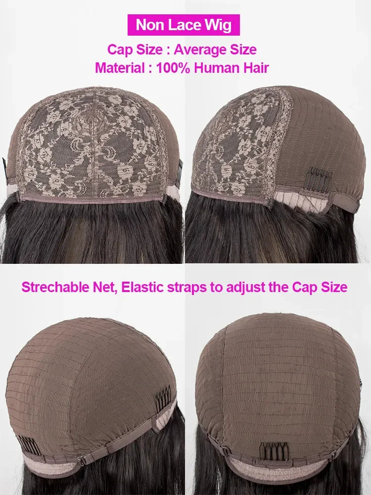Human Hair Wigs With Bang Full Natural Color Nitoostore