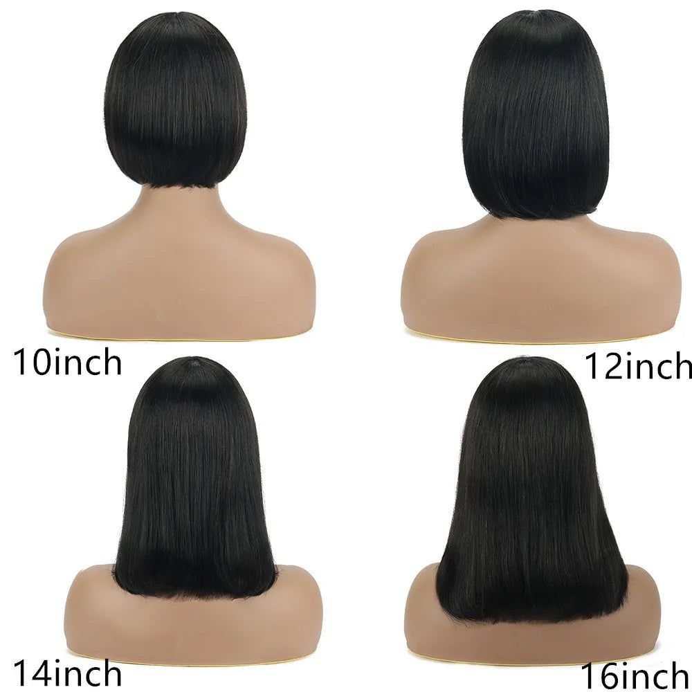 Human Hair 13X4 Lace Front Wig 180% Density Short Straight Frontal Nitoostore