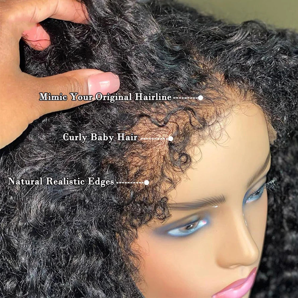 Curly Human Hair Frontal Wig 4C Edges Lace Front Wigs Transparent 4x4 Closure Human Hair Nitoostore