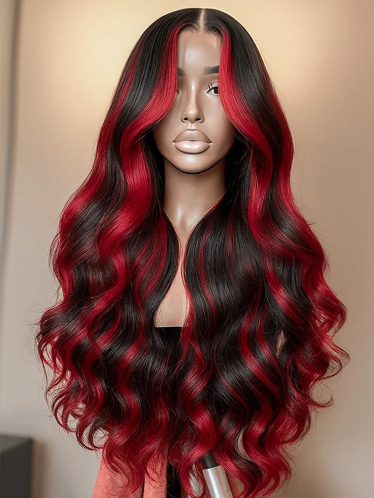 1B/99J Burgundy Highlight 30” Body Wave Wig – Glueless 5x5 Lace, Wear & Go, 100% Brazilian Human Hair Nitoostore