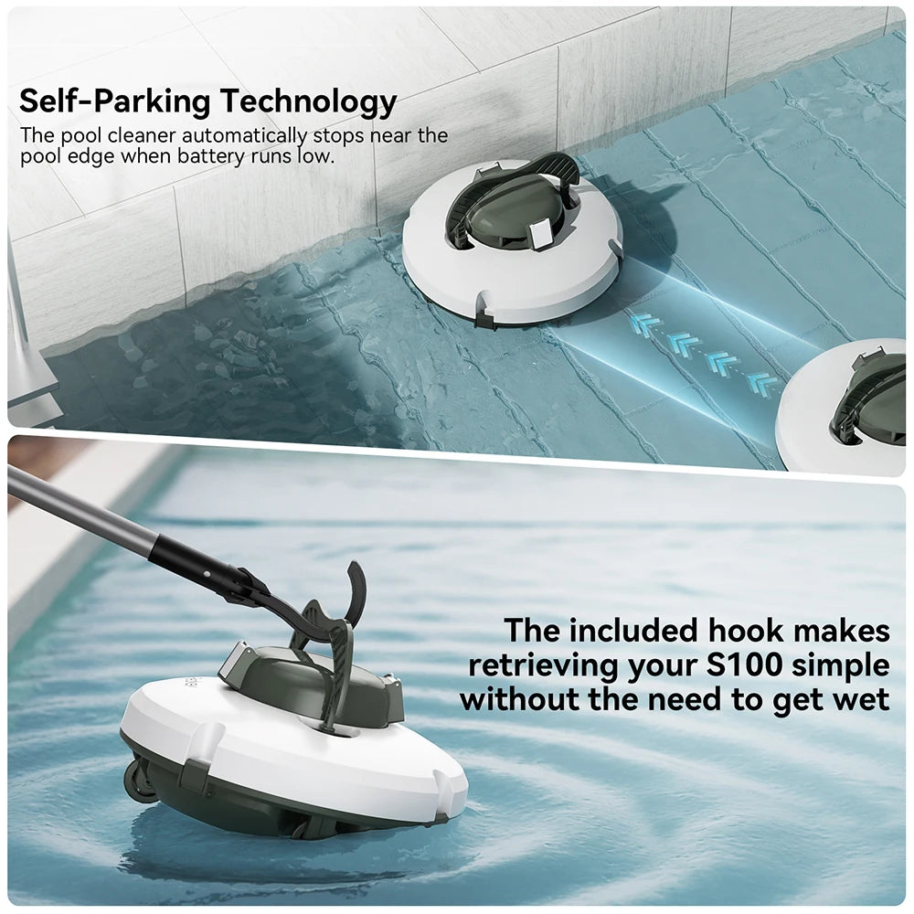Robotic Pool Cleaner Vacuum IPX8 Waterproof 5200mAh Recharge 130 Mins Self-Parking Swimming Pool Cleaner Nitoostore