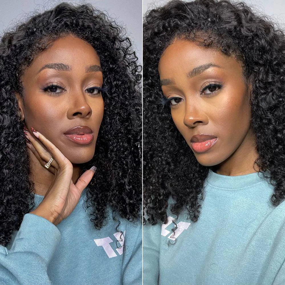 Curly Human Hair Frontal Wig 4C Edges Lace Front Wigs Transparent 4x4 Closure Human Hair Nitoostore