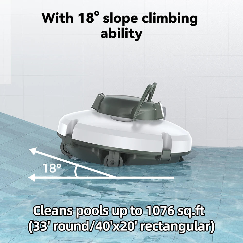 Robotic Pool Cleaner Vacuum IPX8 Waterproof 5200mAh Recharge 130 Mins Self-Parking Swimming Pool Cleaner Nitoostore