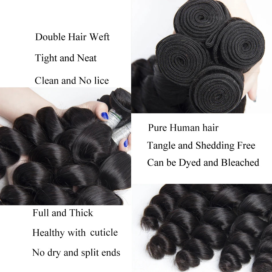 Extensions Natural Black3pcs Body Wave / Water Wave / Deep Wave / Loose Wave / Straight 100% Virgin Human Hair Bundles Nitoostore
