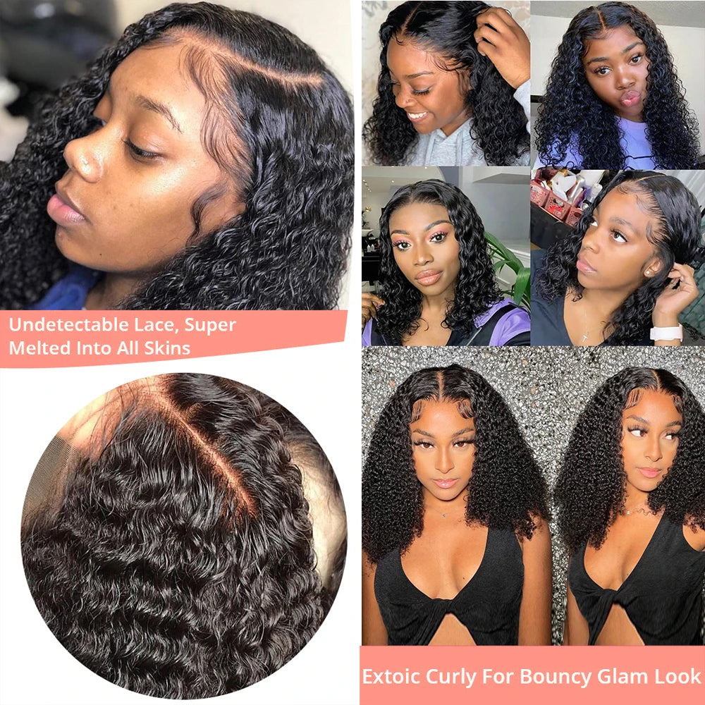 250% Density 13x6 13x4 HD Lace Frontal Wigs Deep Wave Lace Front Human Hair Wig Short Bob 7x5 Glueless Wigs Curly Human Hair Wig Nitoo Store