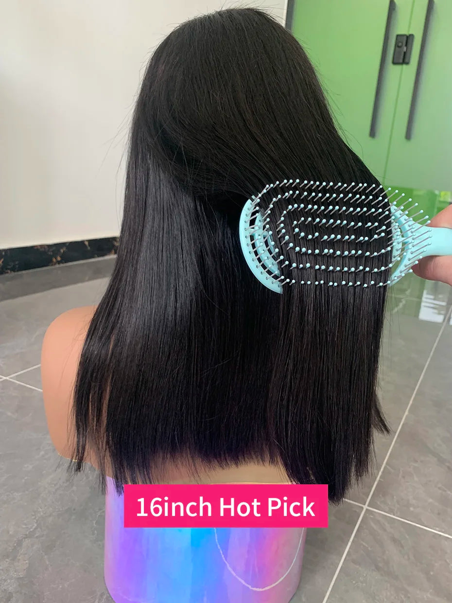 250 Density 100 Human Hair Lace Frontal Wigs Straight Natural Black Nitoostore