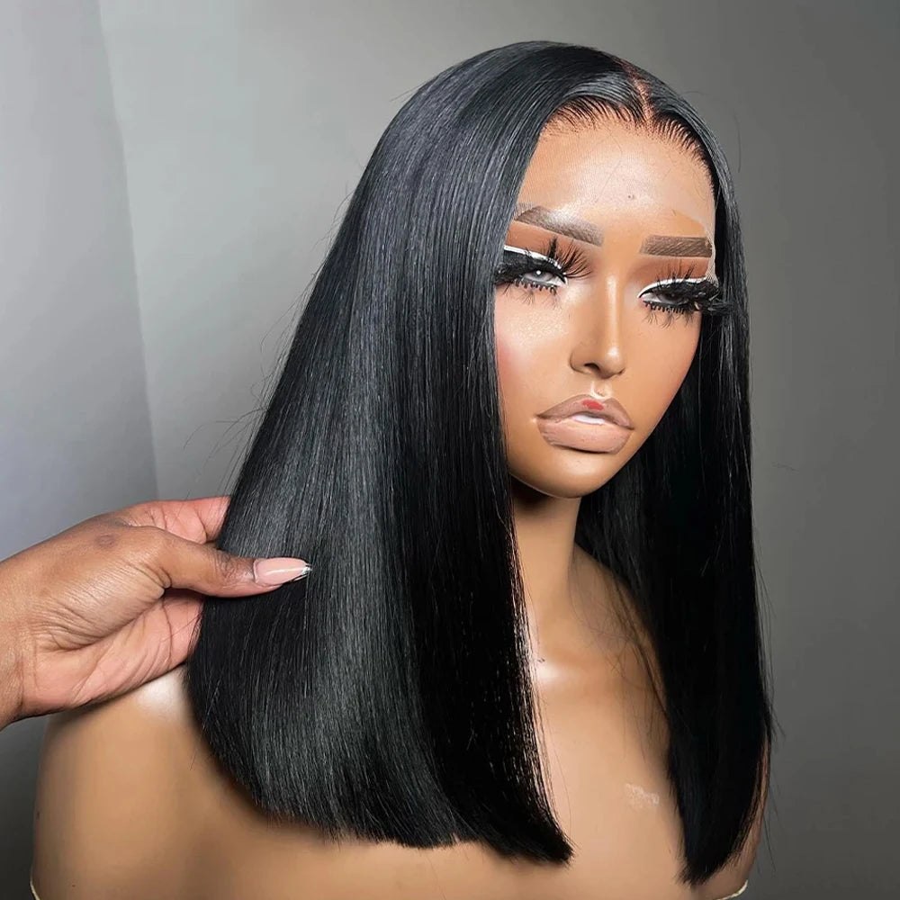 Human Hair 13X4 Lace Front Wig 180% Density Short Straight Frontal Nitoostore