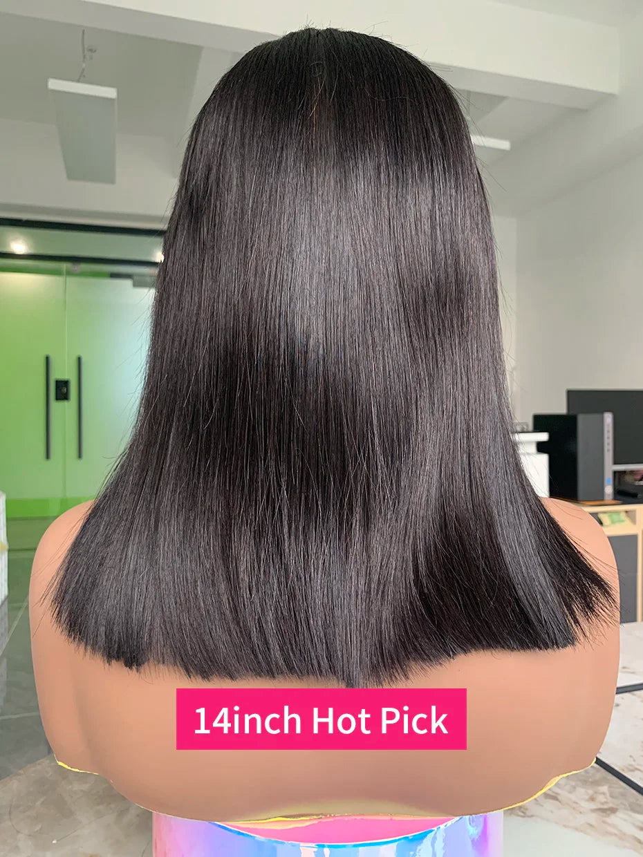 250 Density 100 Human Hair Lace Frontal Wigs Straight Natural Black Nitoostore