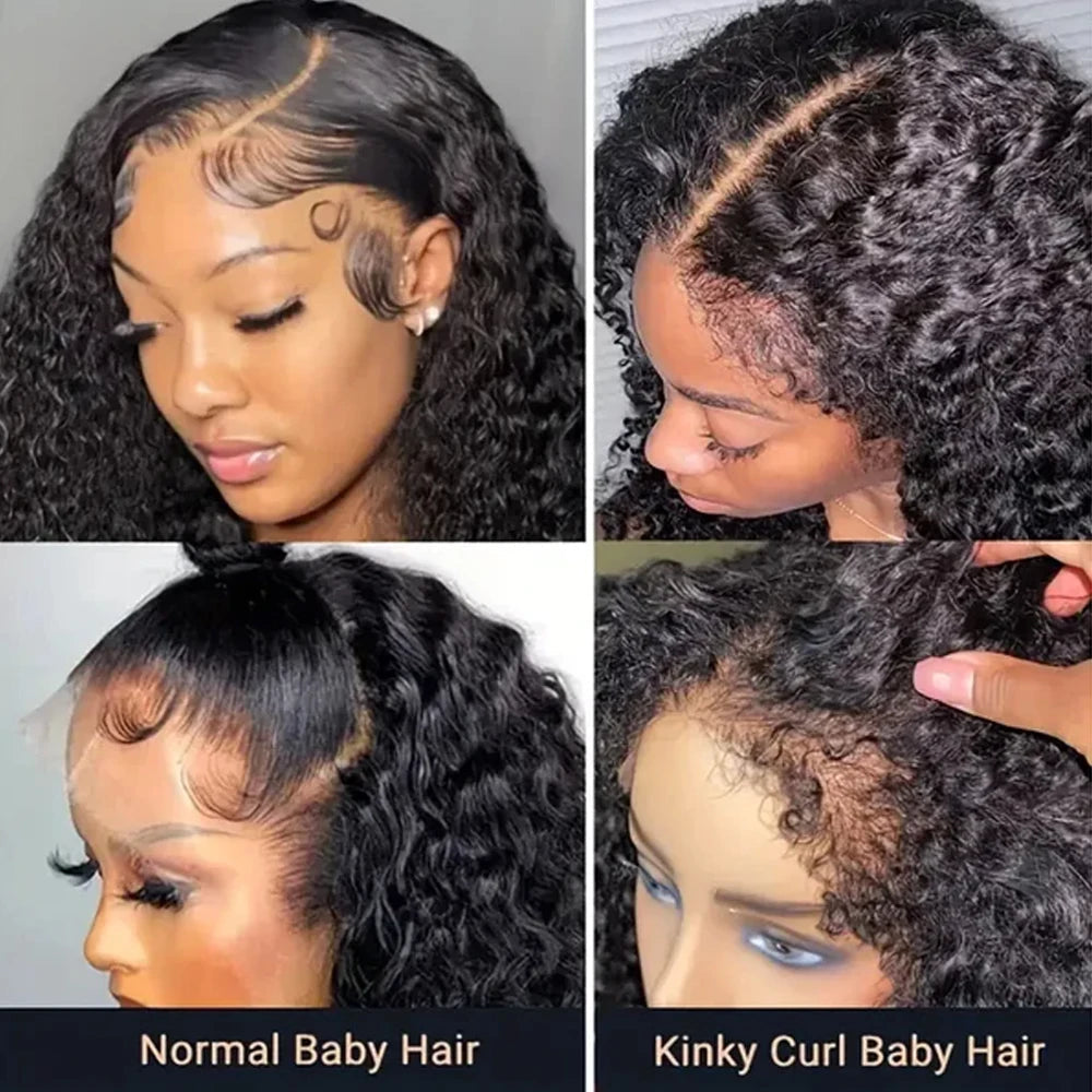 Curly Human Hair Frontal Wig 4C Edges Lace Front Wigs Transparent 4x4 Closure Human Hair Nitoostore