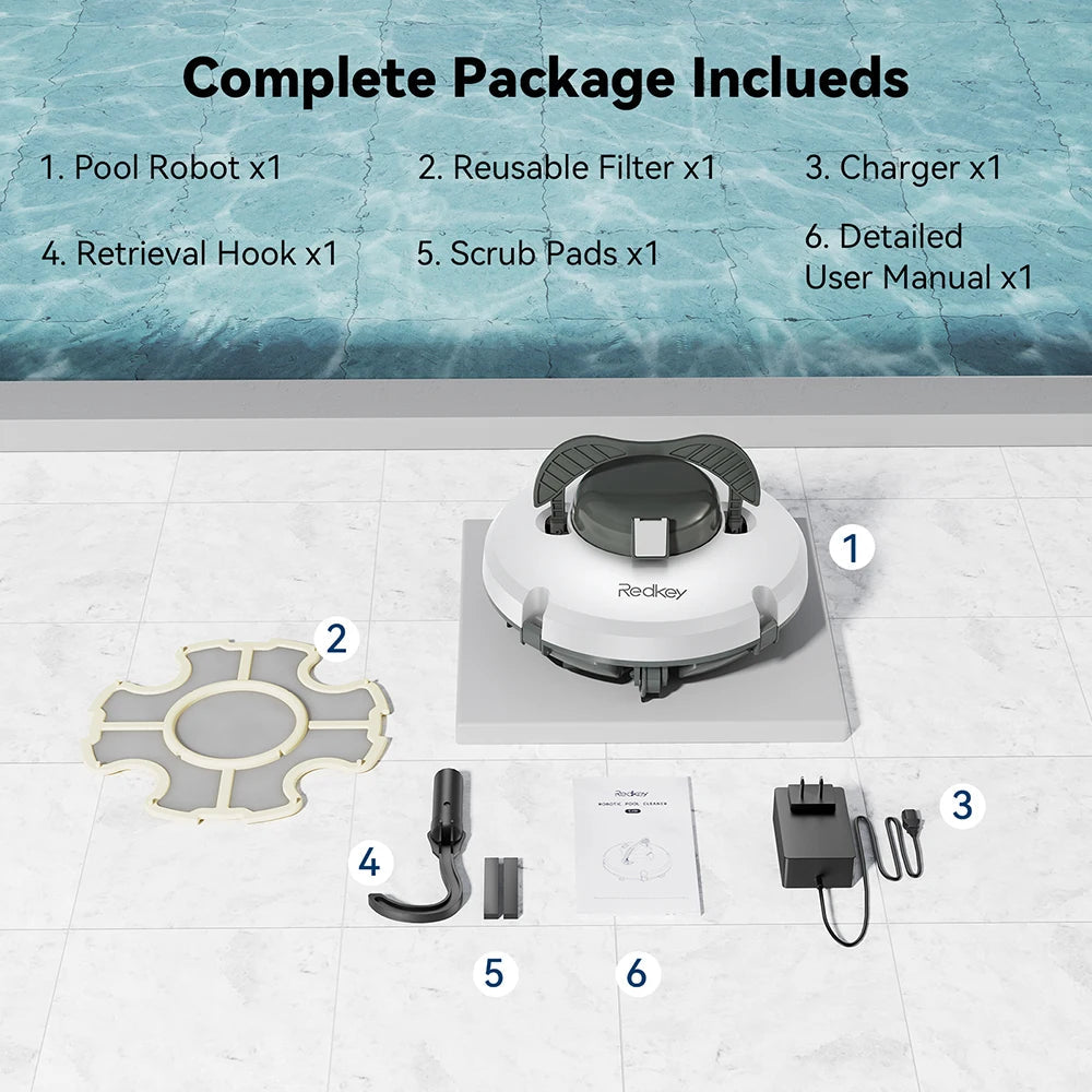 Robotic Pool Cleaner Vacuum IPX8 Waterproof 5200mAh Recharge 130 Mins Self-Parking Swimming Pool Cleaner Nitoostore