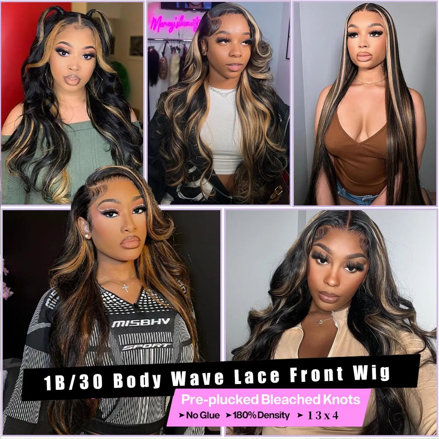 Body Wave Highlight Human Hair 30 Inch 13x4 HD Lace Frontal Wig 180 Density Natural Nitoostore