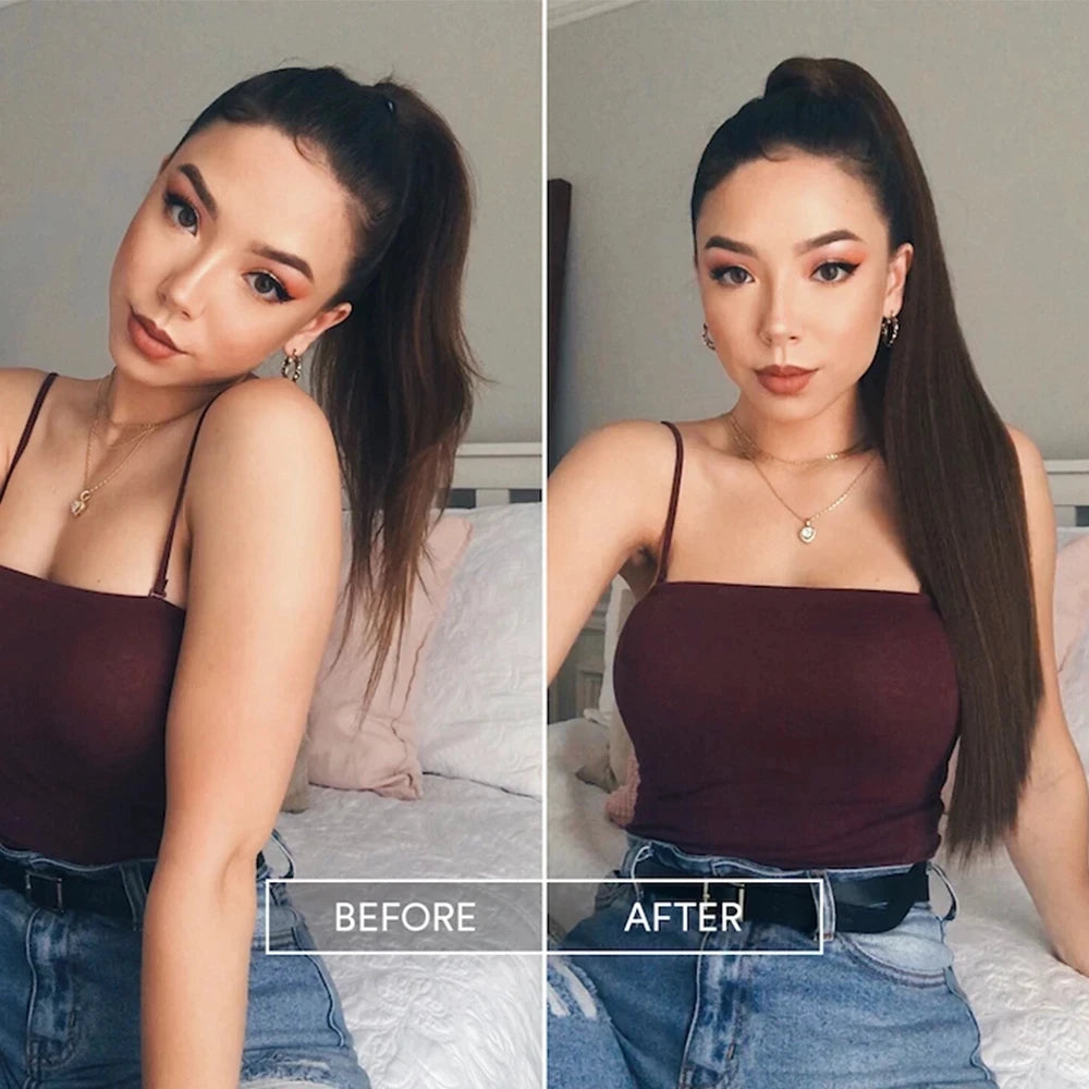 LISI GIRL Long Straight Ponytail Wrap Around Clip in Hair Extension Nitoo Store