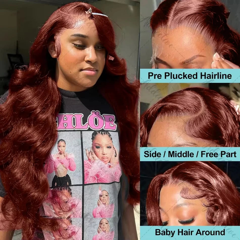 30 Inch Reddish Brown Body Wave Lace Frontal Wi Nitoo Store