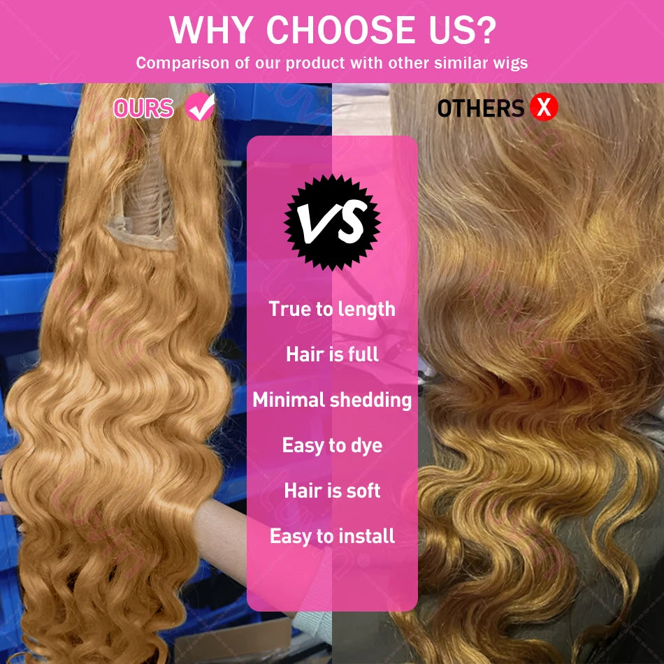 Body Wave #27 Honey Blonde 13x6 HD Transparent Lace Frontal Human Hair Wig Colored- NitoostoreNitoostore