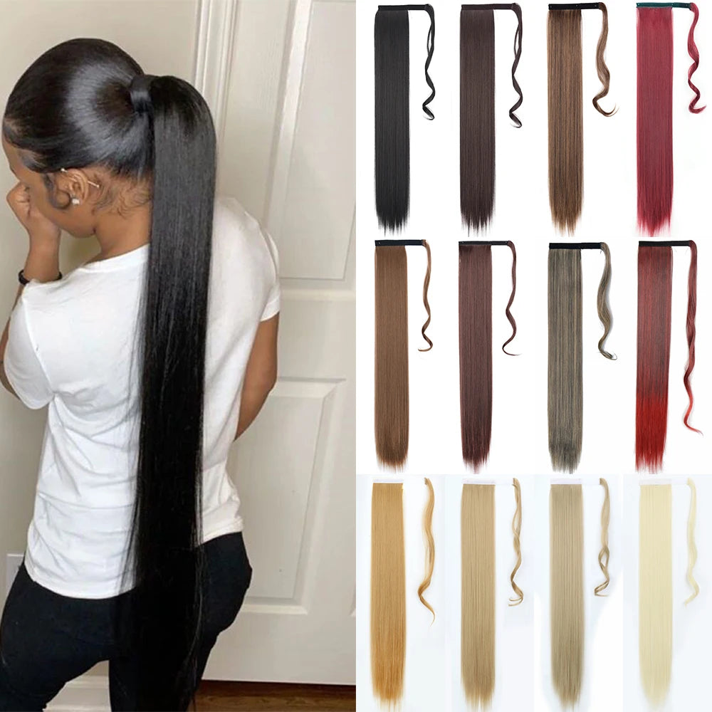 LISI GIRL Long Straight Ponytail Wrap Around Clip in Hair Extension Nitoo Store