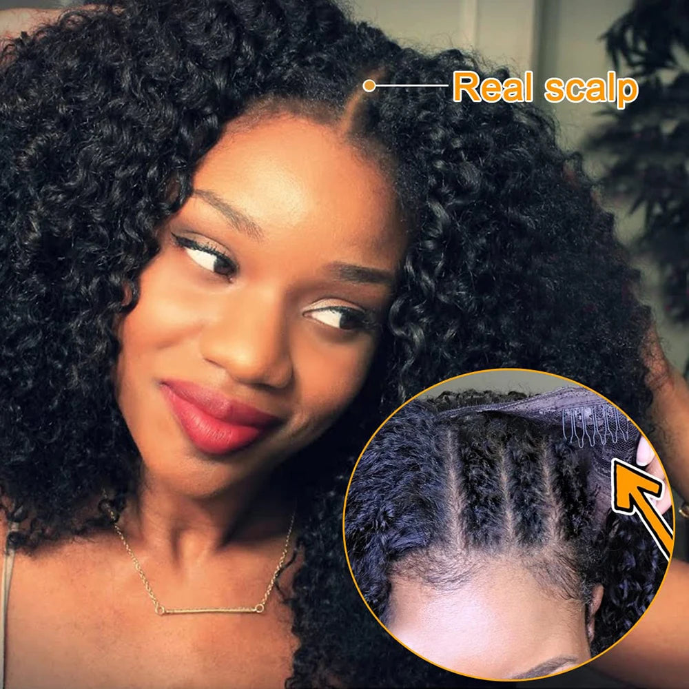 Curly U V Part Wig Human Hair for Women 180% Density Nitoostore