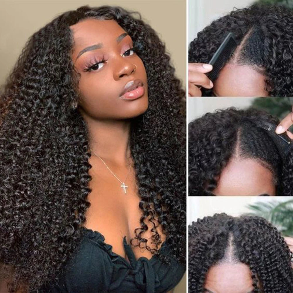 Curly U V Part Wig Human Hair for Women 180% Density Nitoostore