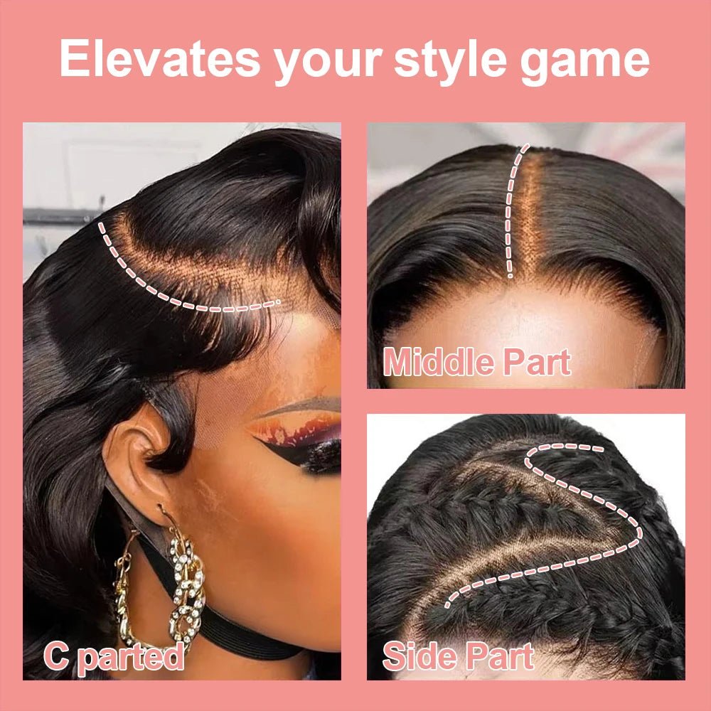 Body Wave Short Bob 13x6 Transparent Lace Front - Nitoo Store