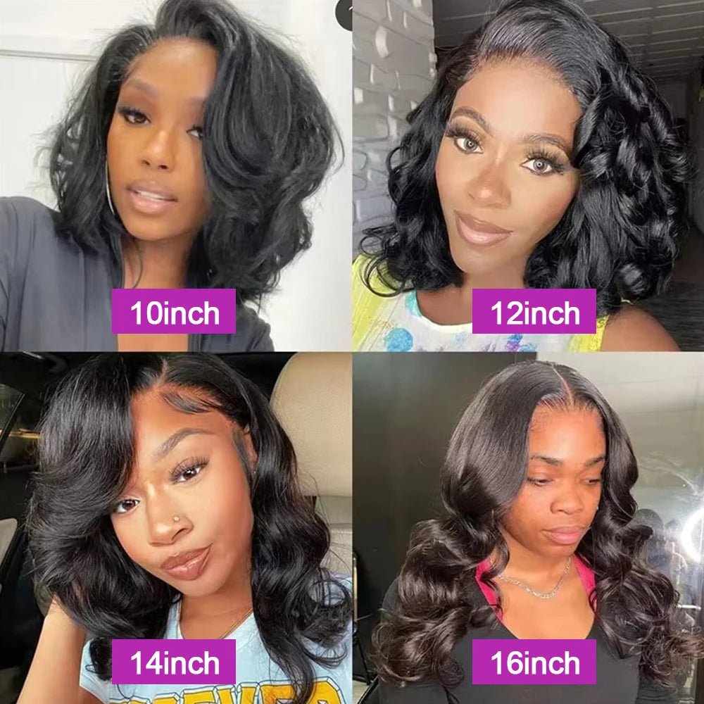 Body Wave Short Bob 13x6 Transparent Lace Front - Nitoo Store