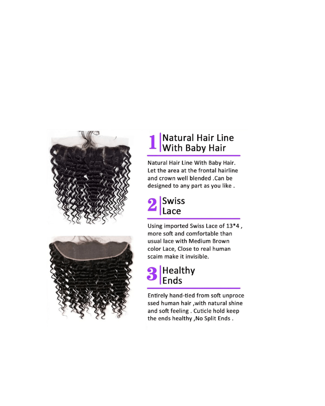 Curly Bundles With Closure – Wet & Wavy Virgin Loose Deep Wave, 100% Human - Nitoo Store