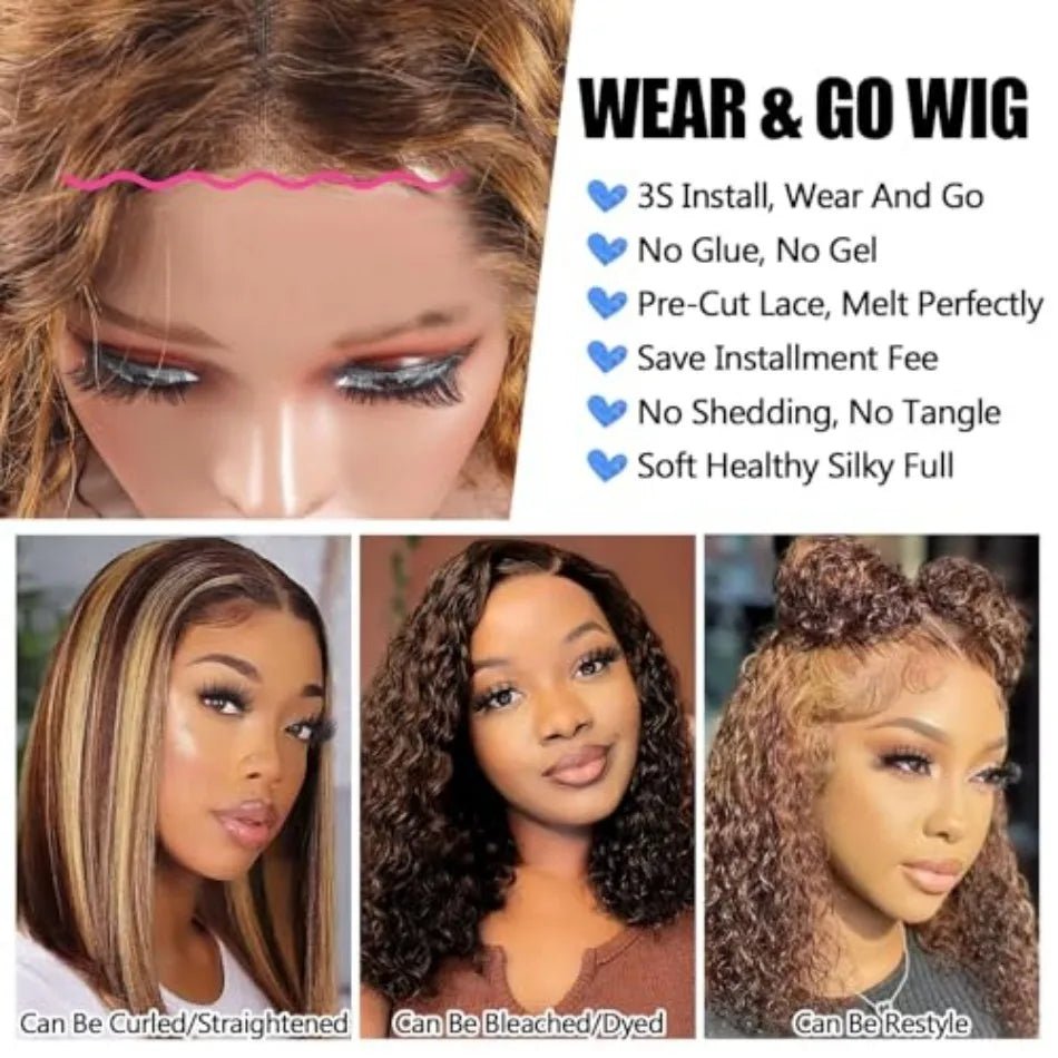 Deep Wave Bob Wig Human Hair Glueless - Nitoo Store