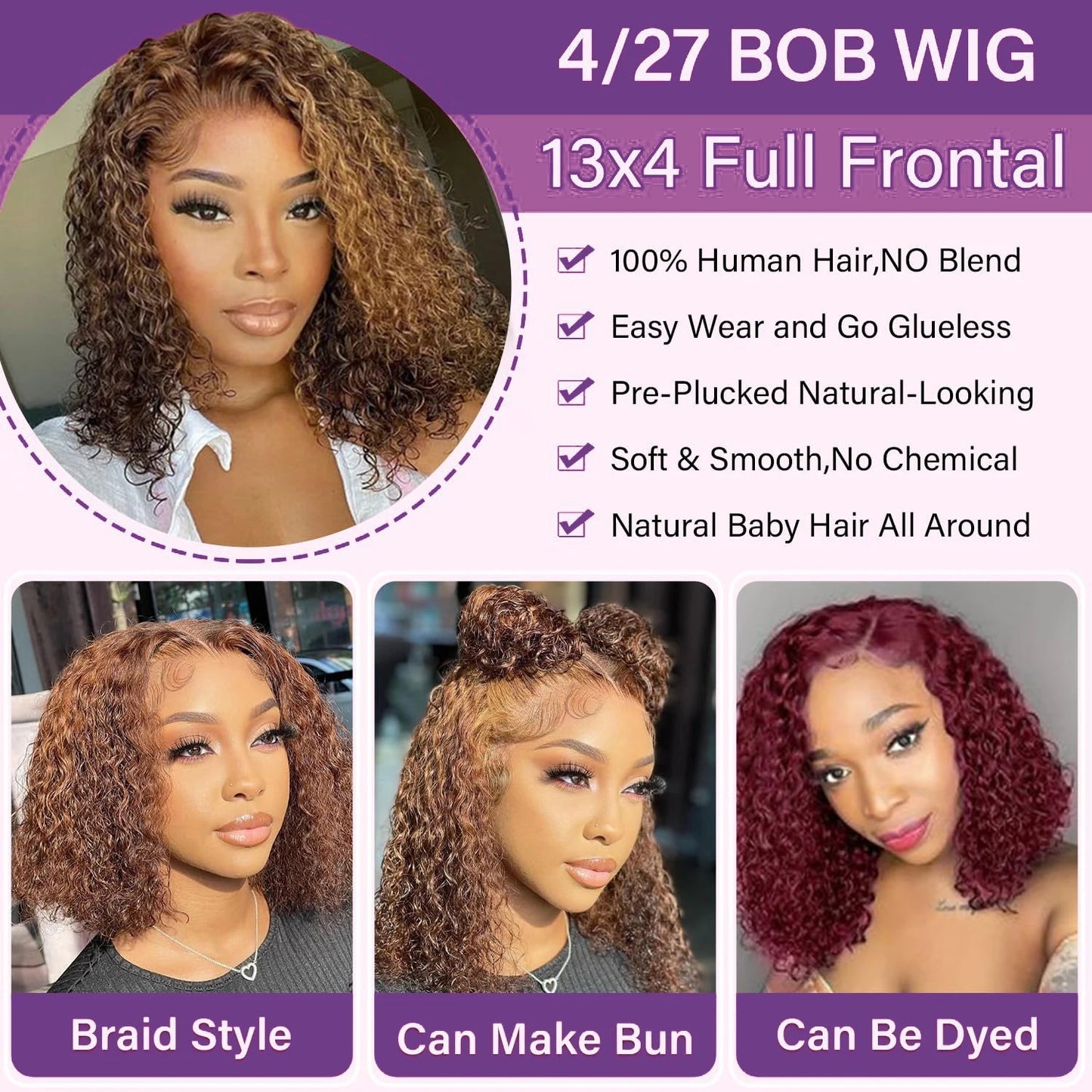 Highlight Color Short Bob Wig 13x4 - Nitoo Store