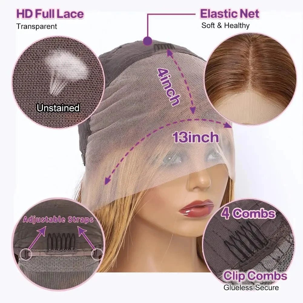 Highlight Color Short Bob Wig 13x4 - Nitoo Store