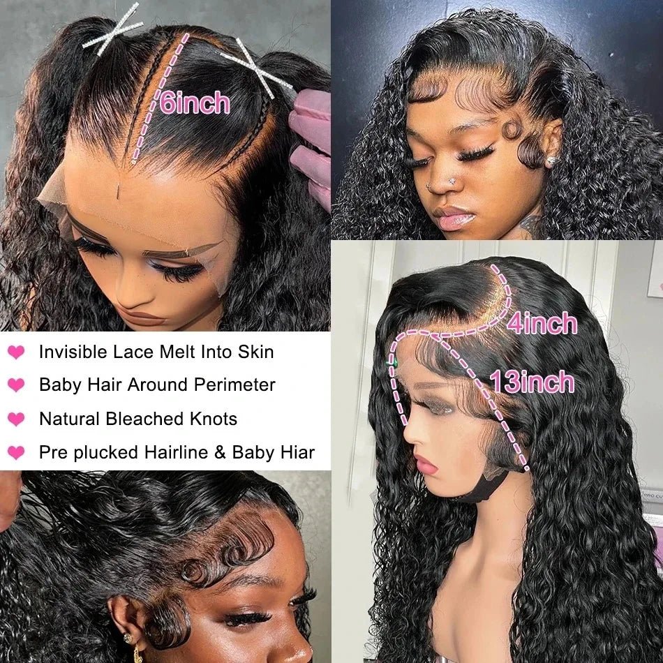 Lace Deep Wave Wig 100% Brazilian Human Hair for Natural Curly Glam - Nitoo Store