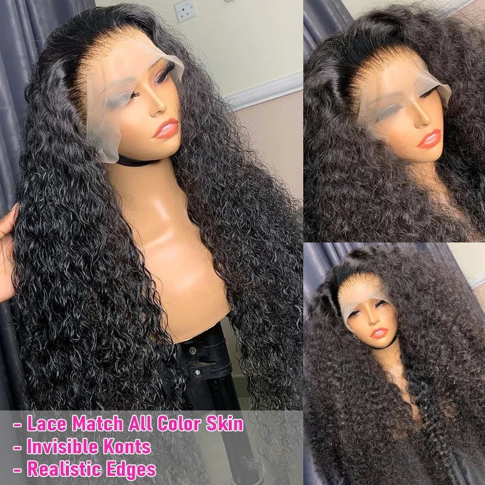 Lace Deep Wave Wig 100% Brazilian Human Hair for Natural Curly Glam - Nitoo Store