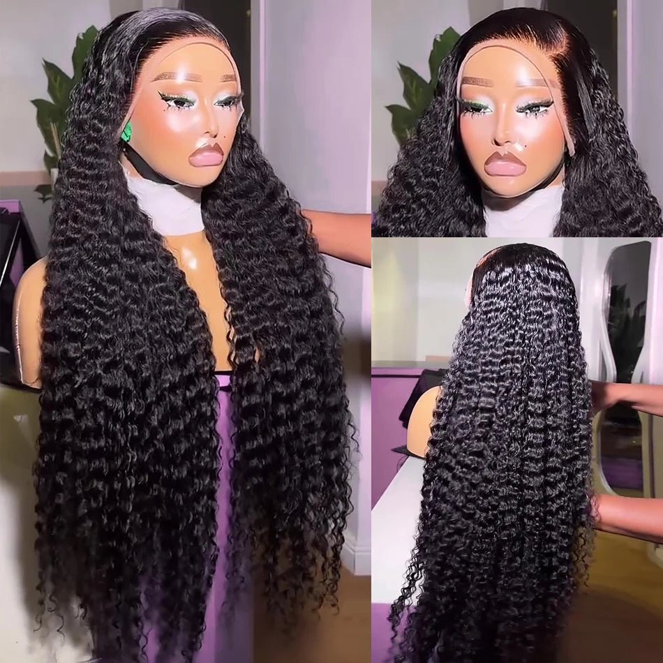 Lace Deep Wave Wig 100% Brazilian Human Hair for Natural Curly Glam - Nitoo Store