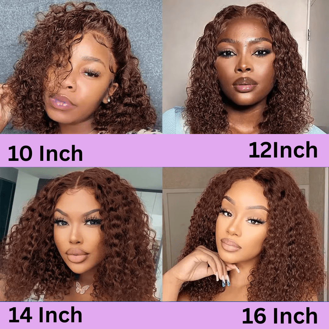 Medium Brown 4 Deep Wave Bob Wig - Nitoo Store