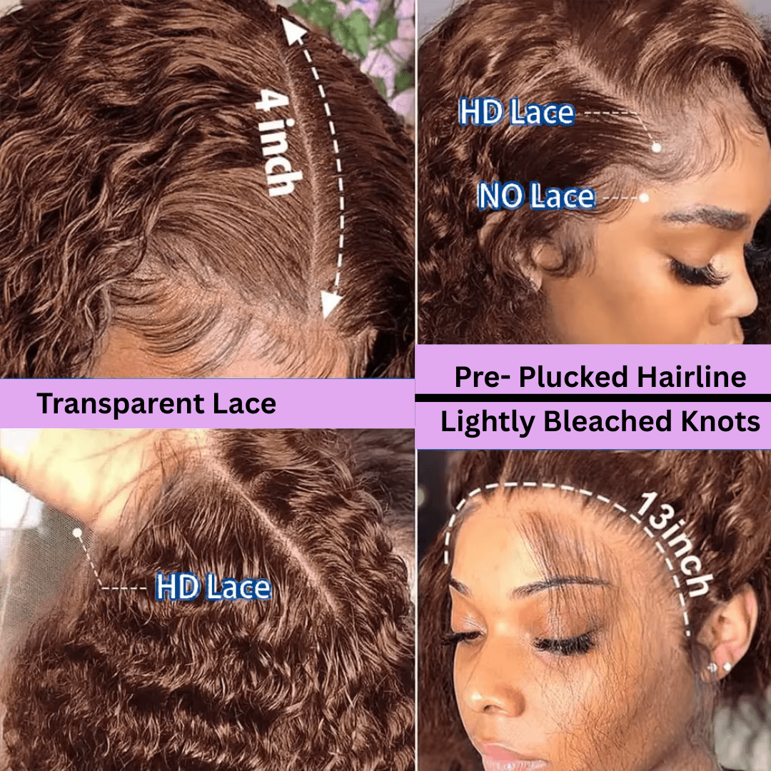 Medium Brown 4 Deep Wave Bob Wig - Nitoo Store