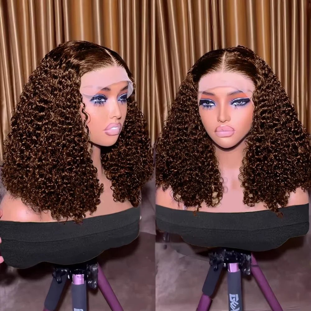 Medium Brown 4 Deep Wave Bob Wig - Nitoo Store