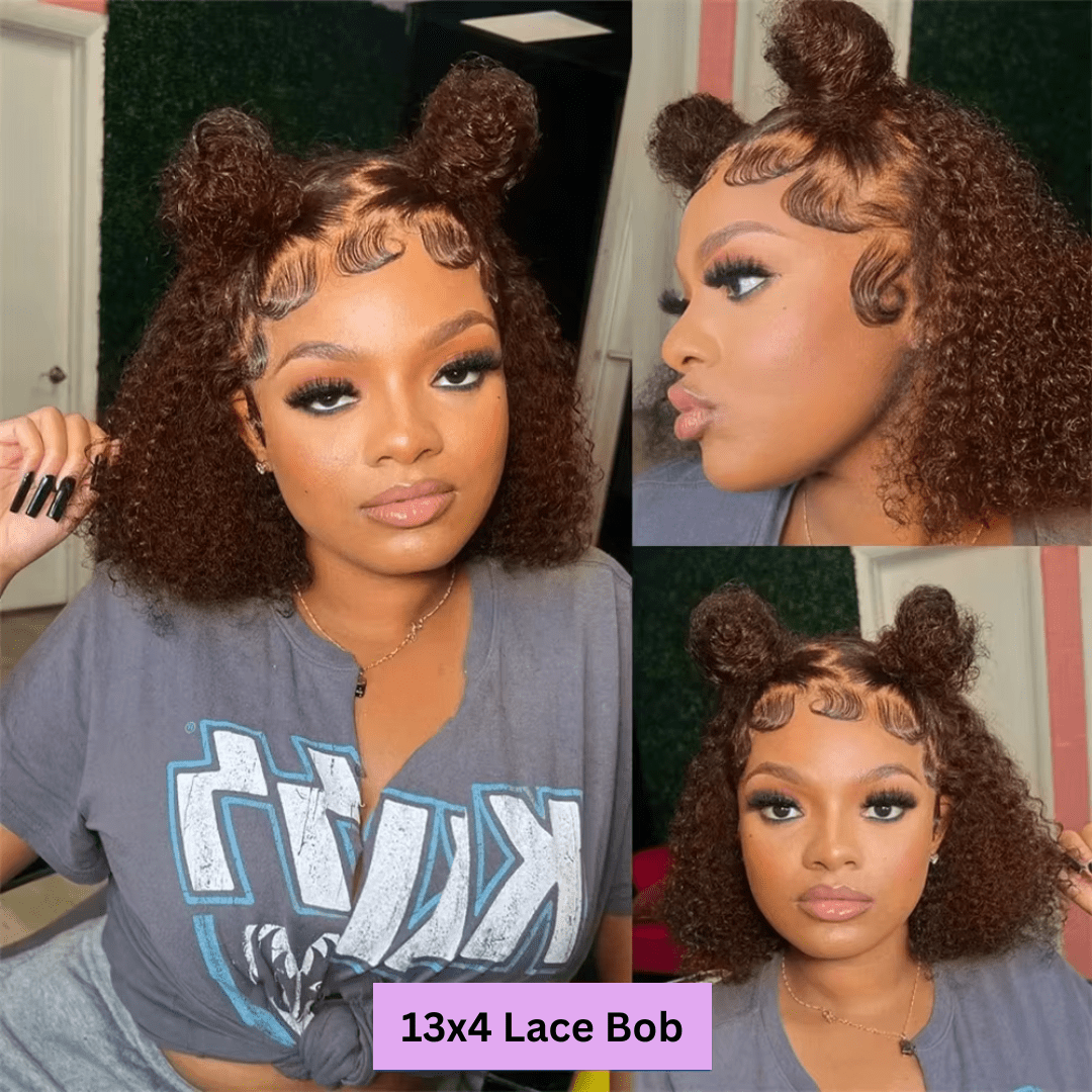 Medium Brown 4 Deep Wave Bob Wig - Nitoo Store