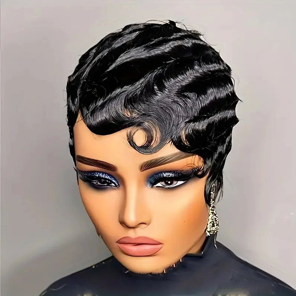 Women's Ocean Wave Wig, Pixie Cut, Natural Hair, Brown, Natural Color - Nitoo Store