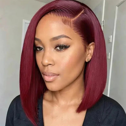 200% Density 13x4 Burgundy 99J Straight Short Bob Wig - Nitoo Store