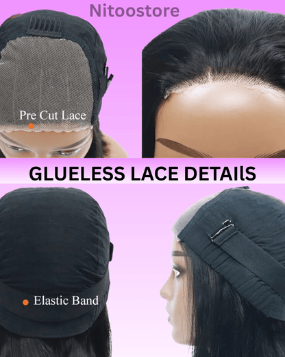 250% Density Straight Wear & Go Bob Wig, 100% Human Hair - Nitoo Store