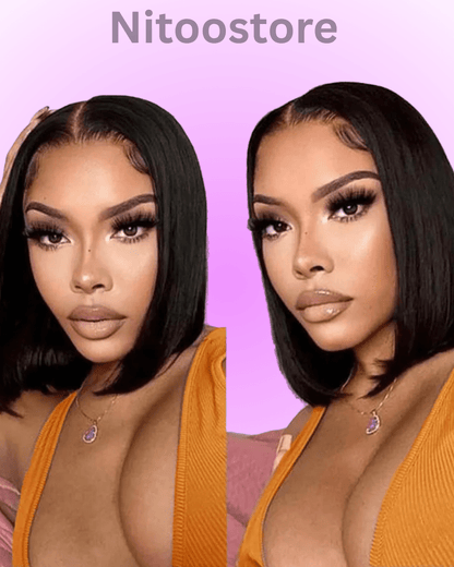 250% Density Straight Wear & Go Bob Wig, 100% Human Hair - Nitoo Store
